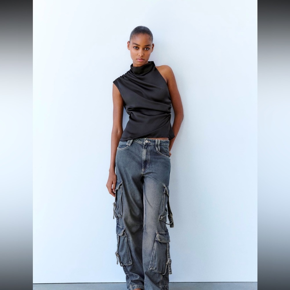 Zara silk black top!
